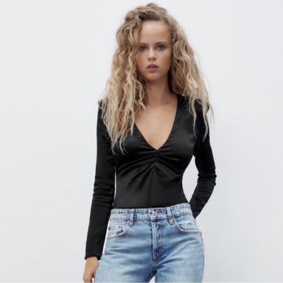 💖Zara Ruched Satin Effect Bodysuit💖 - Picture 2 of 5